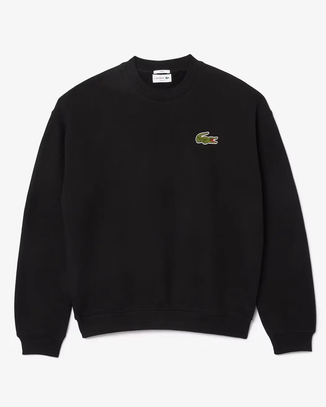 Unisex Loose Fit Badge Accent Fleece Sweatshirt